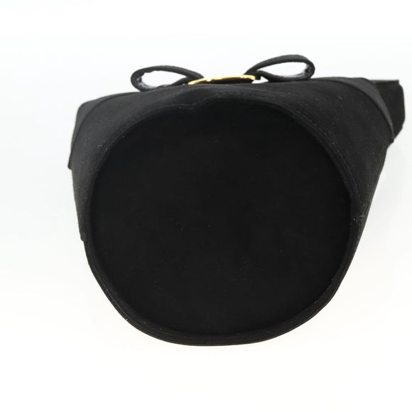 Salvatore Ferragamo Vala Hand Bag Suede Black Gold Auth gh1926