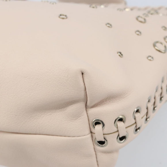 Salvatore Ferragamo Gancini Hand Bag Leather Pink Silver Auth gh1927