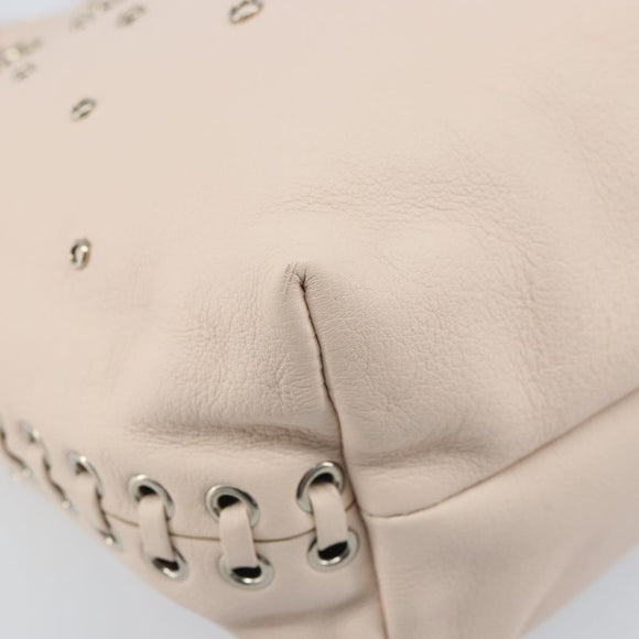 Salvatore Ferragamo Gancini Hand Bag Leather Pink Silver Auth gh1927