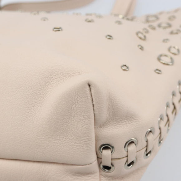 Salvatore Ferragamo Gancini Hand Bag Leather Pink Silver Auth gh1927