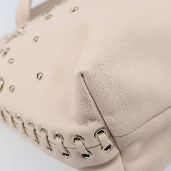 Salvatore Ferragamo Gancini Hand Bag Leather Pink Silver Auth gh1927