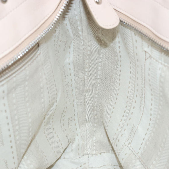 Salvatore Ferragamo Gancini Hand Bag Leather Pink Silver Auth gh1927