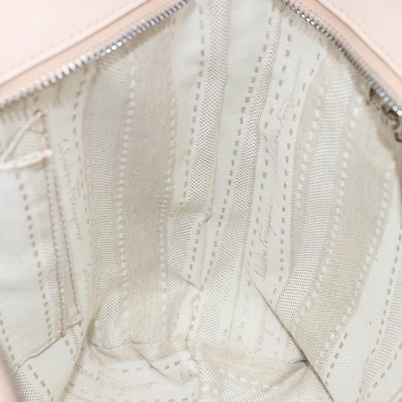 Salvatore Ferragamo Gancini Hand Bag Leather Pink Silver Auth gh1927
