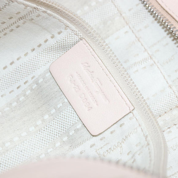 Salvatore Ferragamo Gancini Hand Bag Leather Pink Silver Auth gh1927