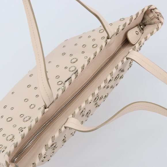 Salvatore Ferragamo Gancini Hand Bag Leather Pink Silver Auth gh1927