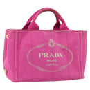 PRADA Canapa S Hand Bag Canvas Pink Gold Auth gh1928-1