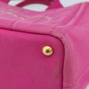 PRADA Canapa S Hand Bag Canvas Pink Gold Auth gh1928-9