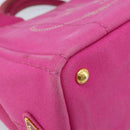 PRADA Canapa S Hand Bag Canvas Pink Gold Auth gh1928-14