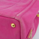 PRADA Canapa S Hand Bag Canvas Pink Gold Auth gh1928-15