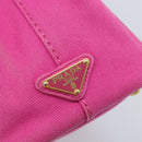 PRADA Canapa S Hand Bag Canvas Pink Gold Auth gh1928-17