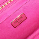 PRADA Canapa S Hand Bag Canvas Pink Gold Auth gh1928-18