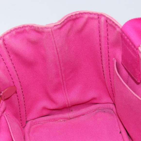 PRADA Canapa S Hand Bag Canvas Pink Gold Auth gh1928