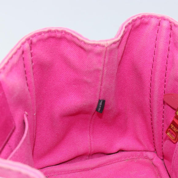 PRADA Canapa S Hand Bag Canvas Pink Gold Auth gh1928