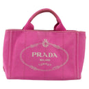 PRADA Canapa S Hand Bag Canvas Pink Gold Auth gh1928-13