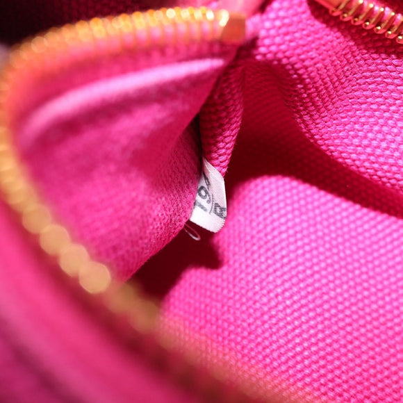 PRADA Canapa S Hand Bag Canvas Pink Gold Auth gh1928