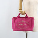PRADA Canapa S Hand Bag Canvas Pink Gold Auth gh1928-25