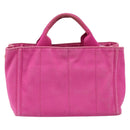 PRADA Canapa S Hand Bag Canvas Pink Gold Auth gh1928-2