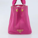 PRADA Canapa S Hand Bag Canvas Pink Gold Auth gh1928-3
