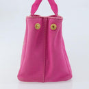 PRADA Canapa S Hand Bag Canvas Pink Gold Auth gh1928-4