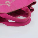 PRADA Canapa S Hand Bag Canvas Pink Gold Auth gh1928-7