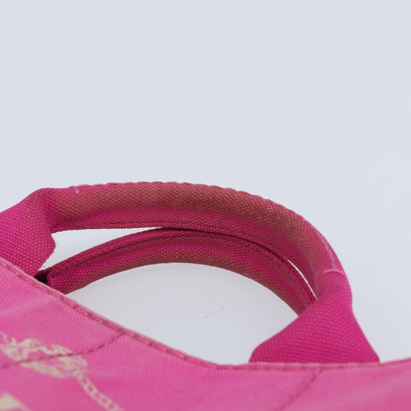 PRADA Canapa S Hand Bag Canvas Pink Gold Auth gh1928
