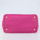 PRADA Canapa S Hand Bag Canvas Pink Gold Auth gh1928-5