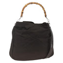 GUCCI Bamboo Shoulder Bag Nylon 2way Brown Silver 001 1781 1577 Auth gh1931-1