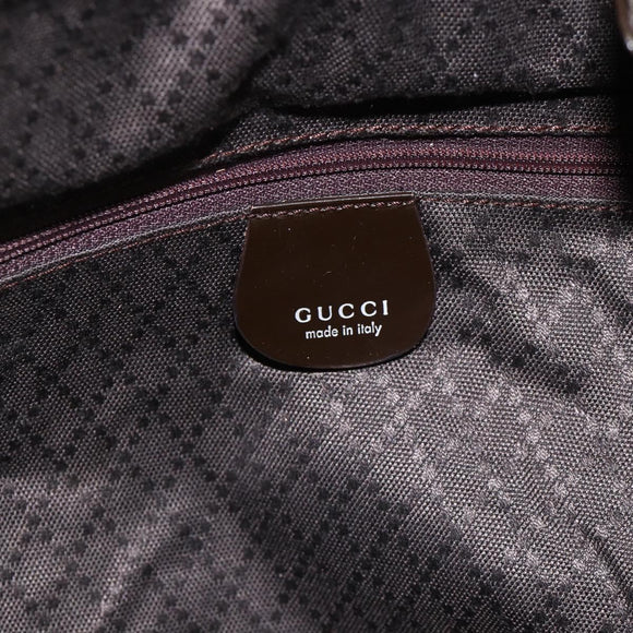 GUCCI Bamboo Shoulder Bag Nylon 2way Brown Silver 001 1781 1577 Auth gh1931