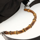 GUCCI Bamboo Shoulder Bag Nylon 2way Brown Silver 001 1781 1577 Auth gh1931-7