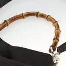 GUCCI Bamboo Shoulder Bag Nylon 2way Brown Silver 001 1781 1577 Auth gh1931-8