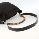 GUCCI Bamboo Shoulder Bag Nylon 2way Brown Silver 001 1781 1577 Auth gh1931-9