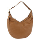 Salvatore Ferragamo Gancini Shoulder Bag Leather Brown Gold Auth gh1932-1