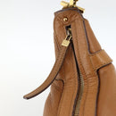 Salvatore Ferragamo Gancini Shoulder Bag Leather Brown Gold Auth gh1932-10