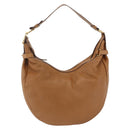 Salvatore Ferragamo Gancini Shoulder Bag Leather Brown Gold Auth gh1932-13