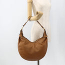 Salvatore Ferragamo Gancini Shoulder Bag Leather Brown Gold Auth gh1932-21