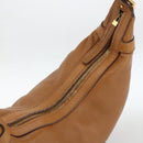Salvatore Ferragamo Gancini Shoulder Bag Leather Brown Gold Auth gh1932-6