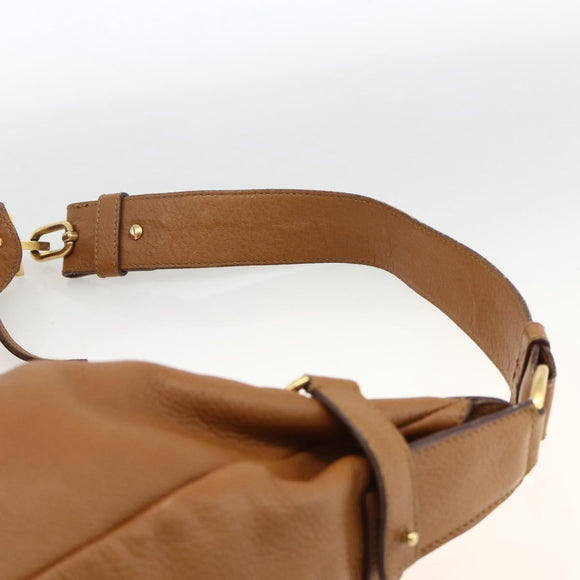 Salvatore Ferragamo Gancini Shoulder Bag Leather Brown Gold Auth gh1932