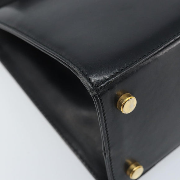 Salvatore Ferragamo Vala Hand Bag Leather Black Gold Auth gh1933