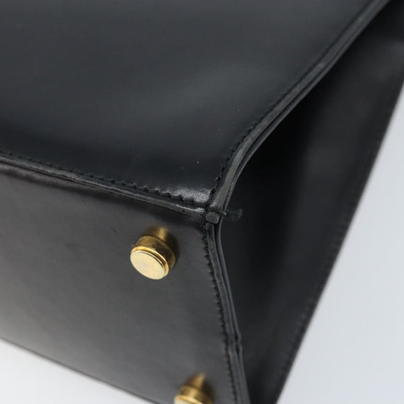 Salvatore Ferragamo Vala Hand Bag Leather Black Gold Auth gh1933