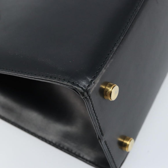 Salvatore Ferragamo Vala Hand Bag Leather Black Gold Auth gh1933