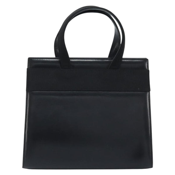 Salvatore Ferragamo Vala Hand Bag Leather Black Gold Auth gh1933