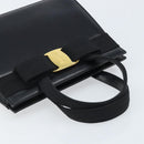 Salvatore Ferragamo Vala Hand Bag Leather Black Gold Auth gh1933-6