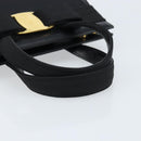 Salvatore Ferragamo Vala Hand Bag Leather Black Gold Auth gh1933-7