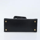 Salvatore Ferragamo Vala Hand Bag Leather Black Gold Auth gh1933-5