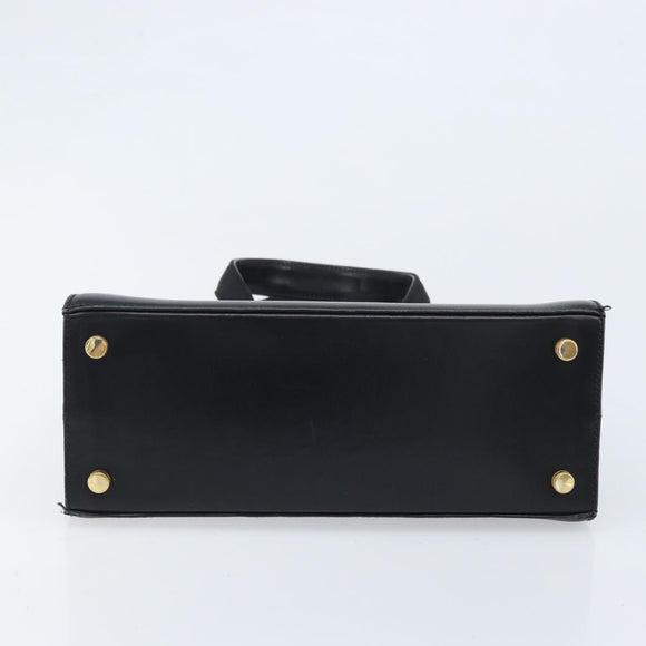 Salvatore Ferragamo Vala Hand Bag Leather Black Gold Auth gh1933