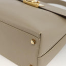 Salvatore Ferragamo Gancini Hand Bag Leather Beige Gold Auth gh1934-10
