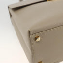 Salvatore Ferragamo Gancini Hand Bag Leather Beige Gold Auth gh1934-11