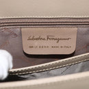 Salvatore Ferragamo Gancini Hand Bag Leather Beige Gold Auth gh1934-15