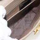 Salvatore Ferragamo Gancini Hand Bag Leather Beige Gold Auth gh1934-21