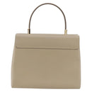 Salvatore Ferragamo Gancini Hand Bag Leather Beige Gold Auth gh1934-3